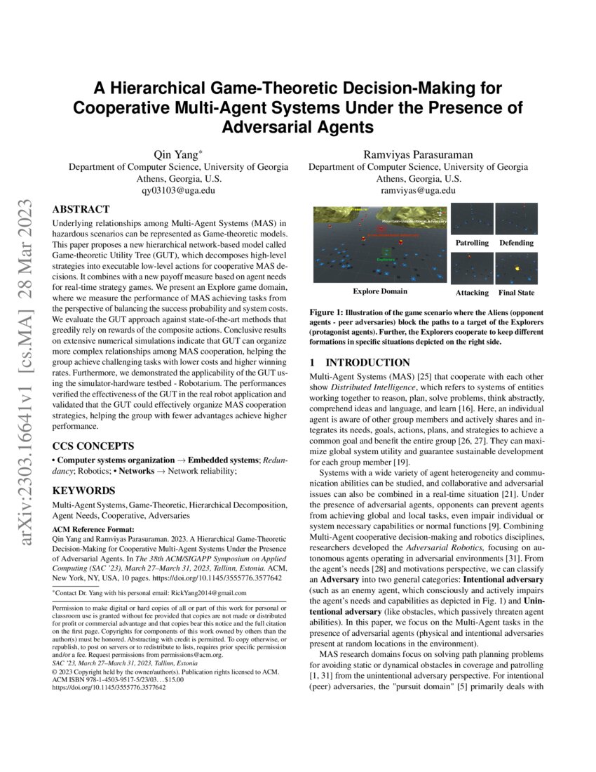 A Hierarchical Game Theoretic Decision Making For Cooperative Multi