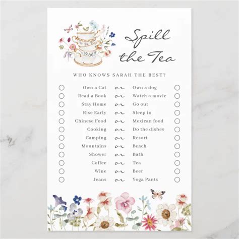 Bridal Spill The Tea Game Zazzle
