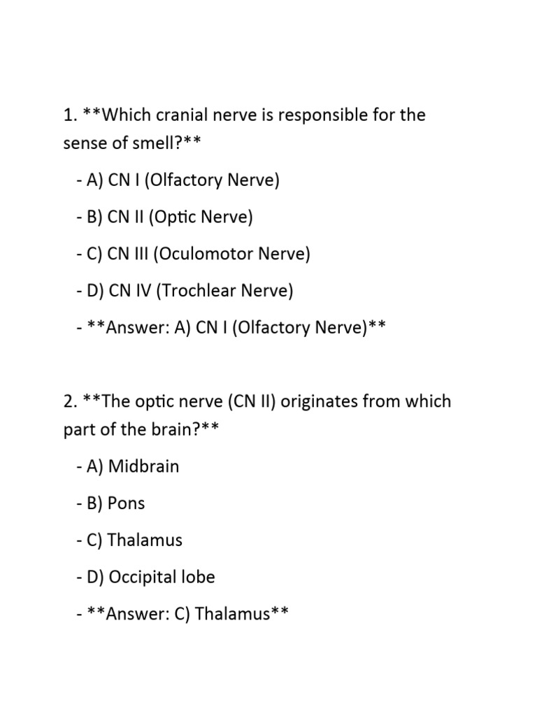 Cranial Nerves Quiz Questions Mcq Attempts 8142 Trivia Questions