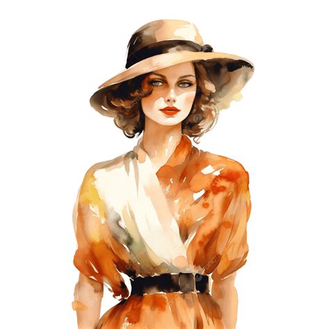 Download Vintage Fashion Illustration Model Watercolor Ai Generated
