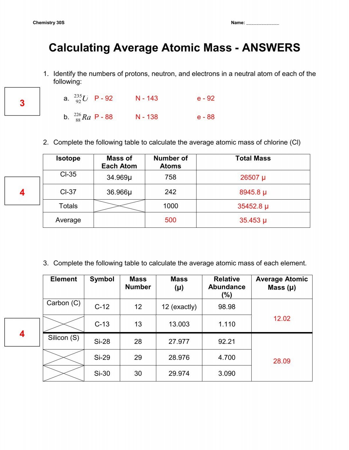 How To Calculate Average Atomic Mass