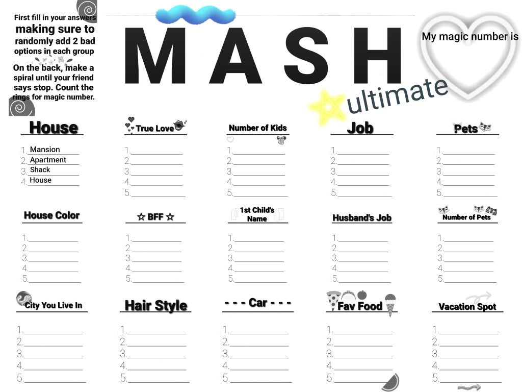 5 Mash Game Categories