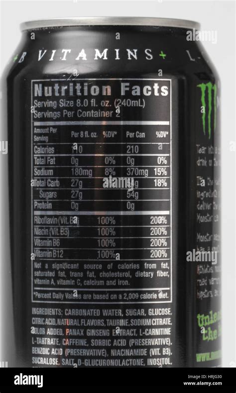 Monster Energy Nutrition Facts Monster Energy Nutrition Facts