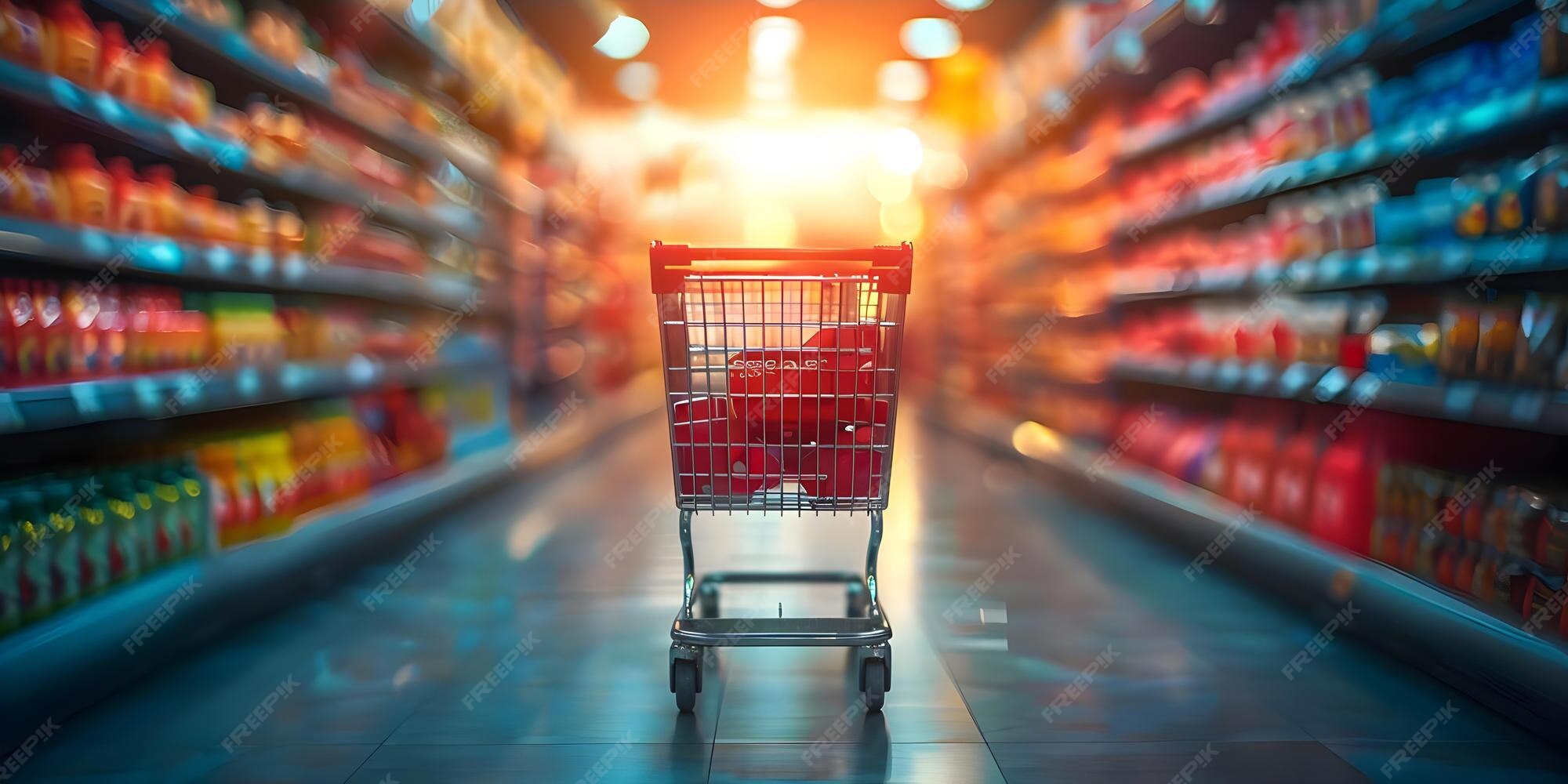 Navigating The Supermarket Aisle With A Shopping Cart Concept Grocery Navigating The Supermarket Aisle With A Shopping Cart Concept Grocery