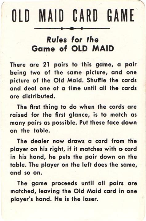 Old Maid Game Rules