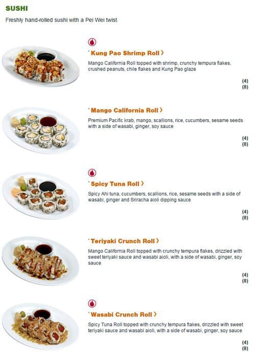 Pei Wei Menu Menu For Pei Wei Mckinney Mckinney Urbanspoon Zomato