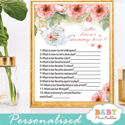 Pink Floral Tea Party Baby Shower Games D463 Baby Printables