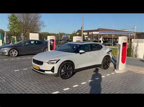 Polestar 2 Fast Charging At Tesla Supercharger V3 Nl Youtube