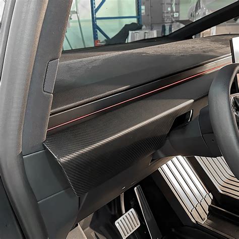 Real Carbon Fiber Dashboard Cover Overlay For Tesla Cybertruck Luxur Real Carbon Fiber Dashboard Cover Overlay For Tesla Cybertruck Luxur