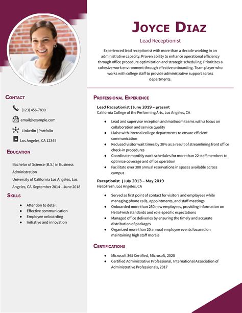 Receptionist Resume Examples Templates 2025