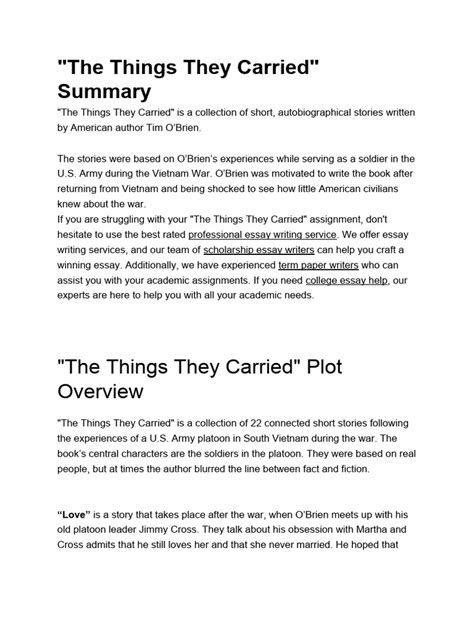 The Things They Carried Summary