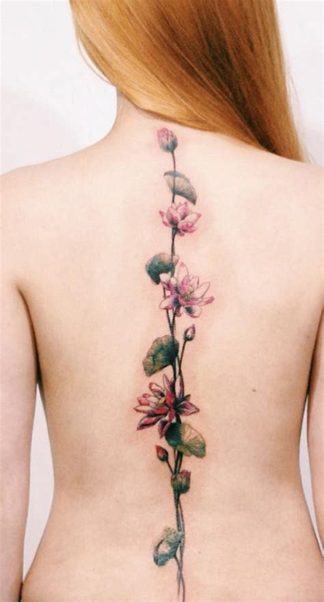 Very Beautiful Pink Colored Long Tattoo On Back Tattooimages Biz