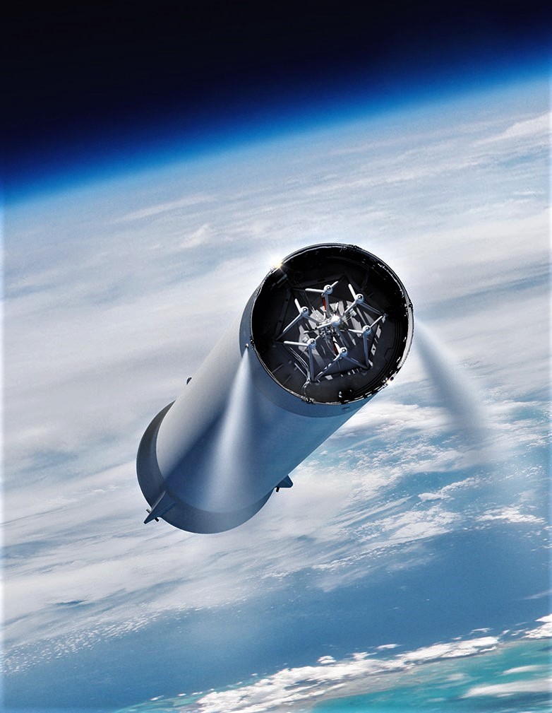 One of the most striking features of SpaceX's renders Othe sheer detail included inside the interstage and at the rear of BFR's booster, where a trio of landing fins also appear to feature some sort of smaller protuberance, perhaps locking clamps or control surfaces. (SpaceX)