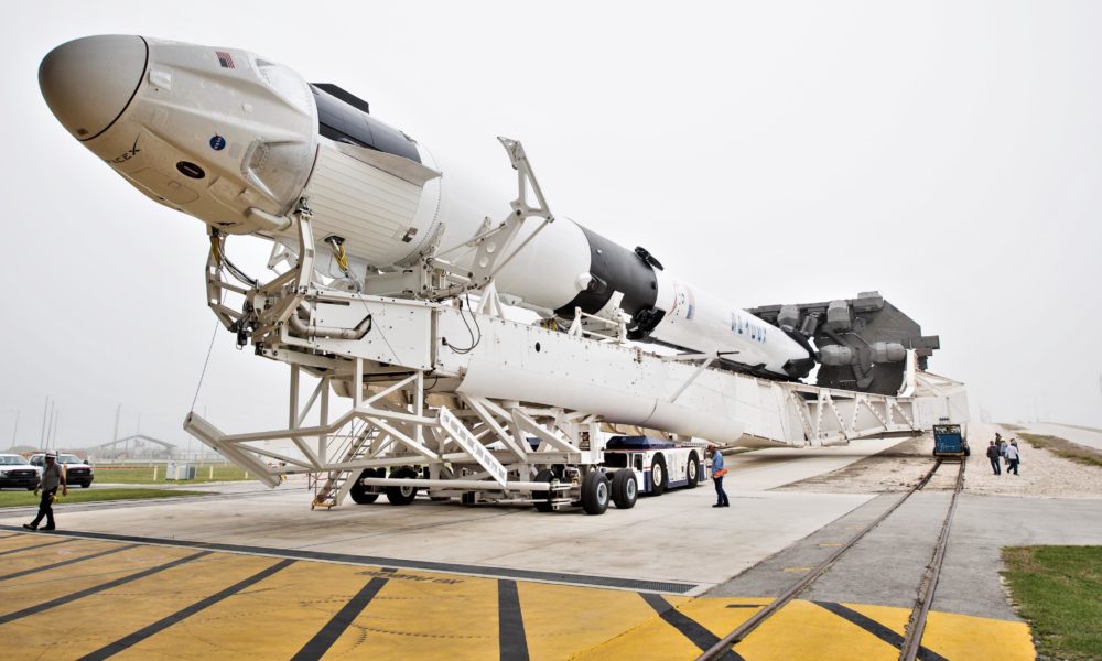 Falcon 9 B1051 and Crew Dragon rolled out to Pad 39A on February 28th, roughly 60 hours before launch. (NASA)