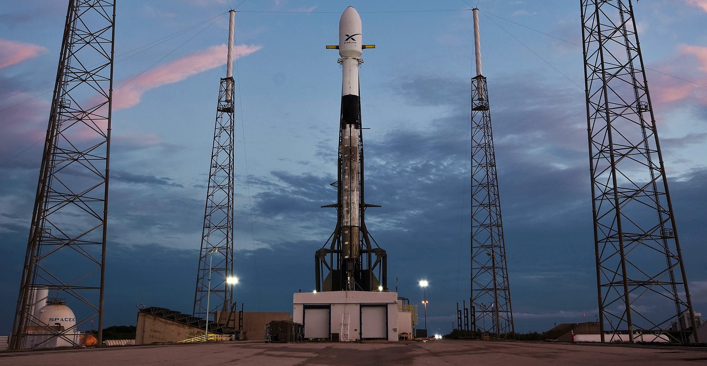 Falcon 9 B1049 stands at LC-40 ahead of SpaceX's first dedicated Starlink launch. (SpaceX)