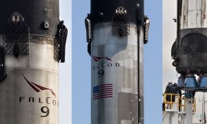 SpaceX's three surviving thrice-flown Block 5 boosters - B1048, B1049, and B1046 - are pictured here in various stages of recovery. (Teslarati, Pauline Acalin)