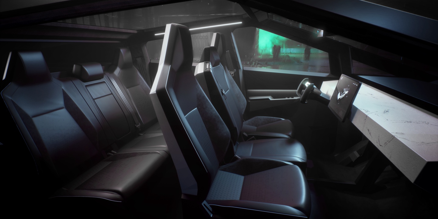 tesla cybertruck initial interior in 2019