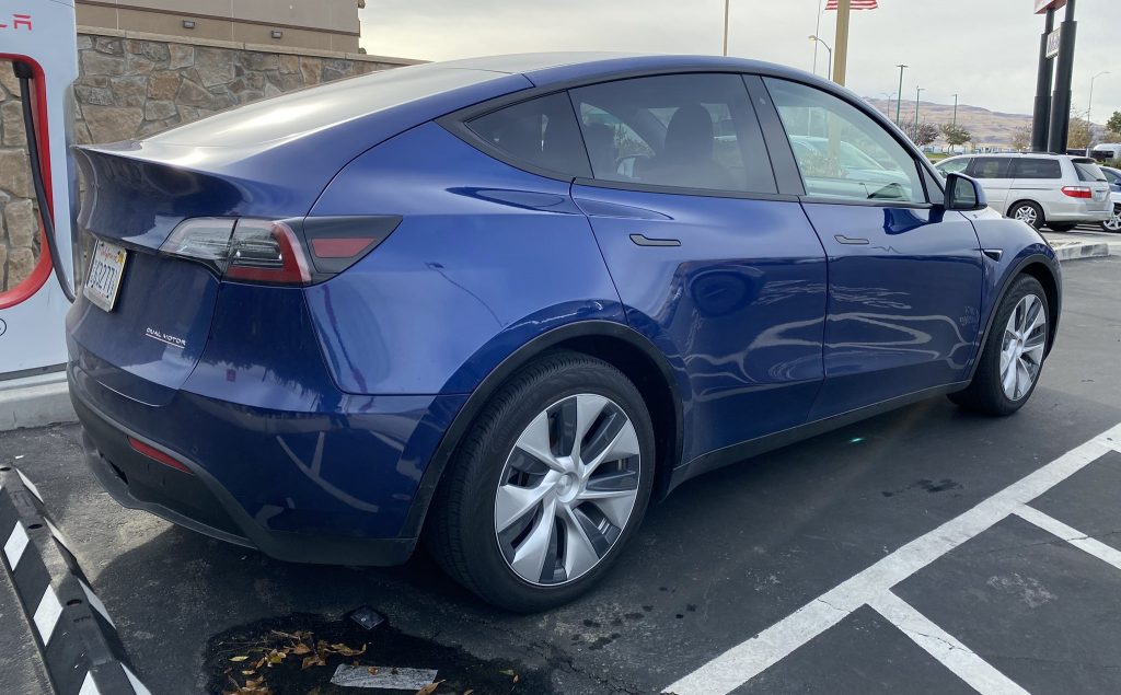 Blue Tesla Model Y Performance