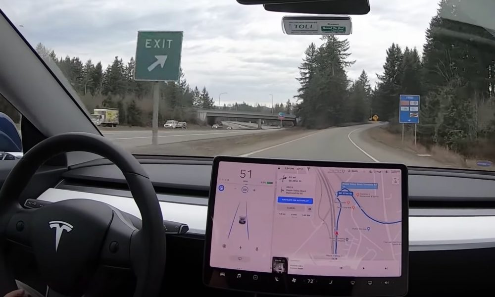 Tesla Model 3 exits freeway on Autopilot