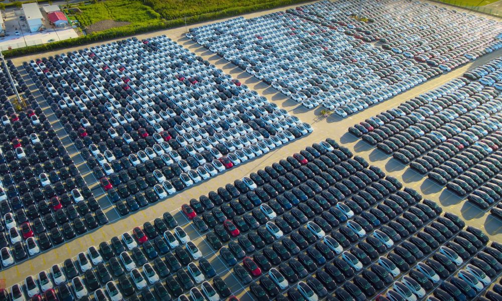 tesla vehicles in giga shanghai outbound lot