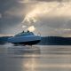 candela boat hovering over water