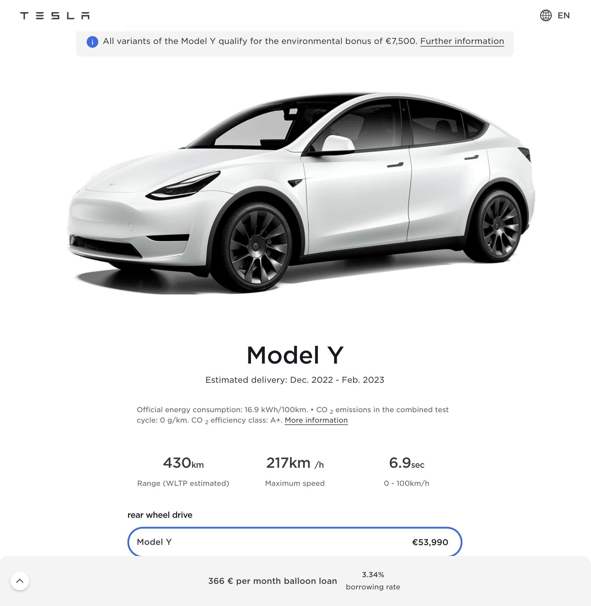 tesla model y rear wheel drive europe