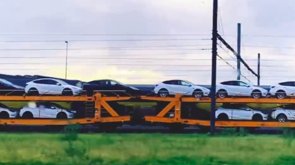 Massive Tesla delivery train spotted in Europe