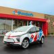 chevy bolt ev with domino's branding