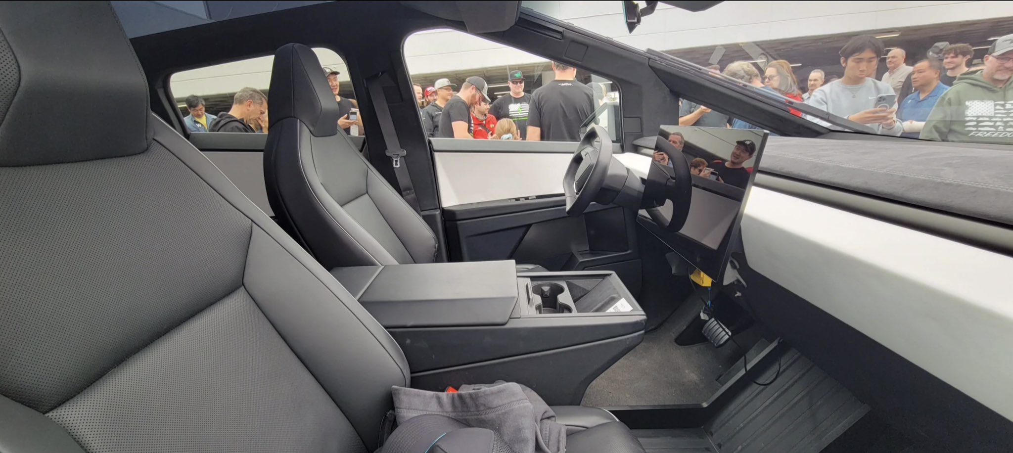 tesla cybertruck interior design with updated yoke